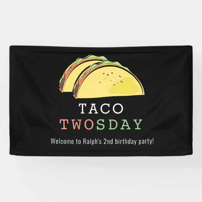 Banderoles Taco Deux Jours Mardi Noir 2ème Anniversaire Bienv (Horizontal)