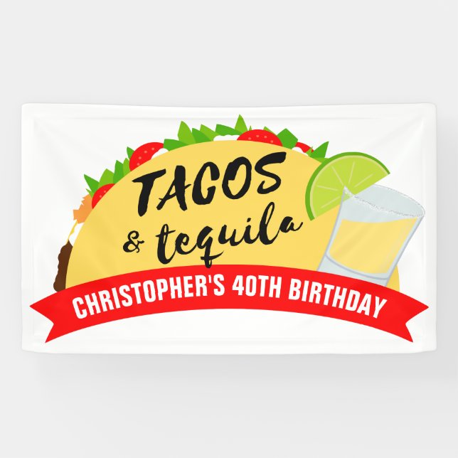Banderoles Tacos et Tequila fête d'anniversaire (Horizontal)