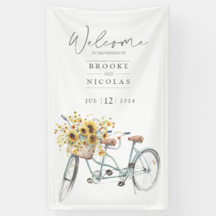 Banderoles Tandem Bicycle Rustique Mariage d'aquarelle de tou