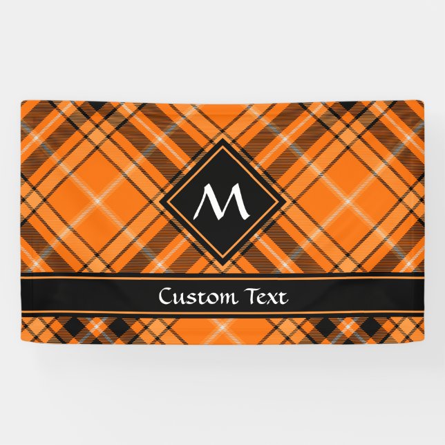 Banderoles Tartan orange d'Halloween (Horizontal)