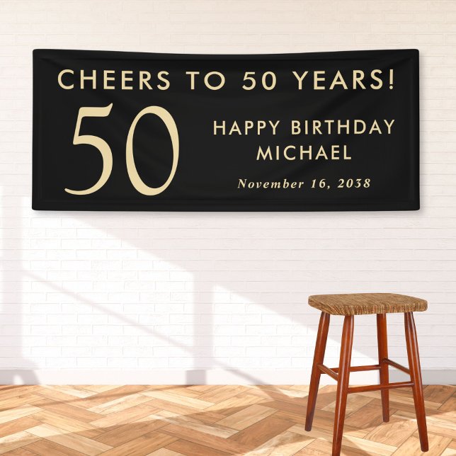 Banderoles Tchin tchin pour 50 ans Fête des 50 ans Black Gold (Créateur téléchargé)