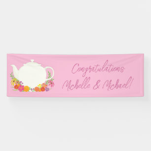 Banderoles Tea Party Baby shower Teapot Rose Girl