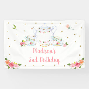Banderoles Tea Party Gold Floral rose Anniversaire