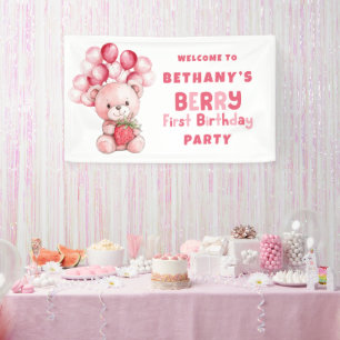 Banderoles Teddy Bear Berry First Birday Strawberry Welcome