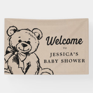Banderoles Teddy Bear Boho Baby shower Affiche de bienvenue
