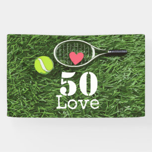 Banderoles Tennis 50e Anniversaire balle de tennis et numéro 