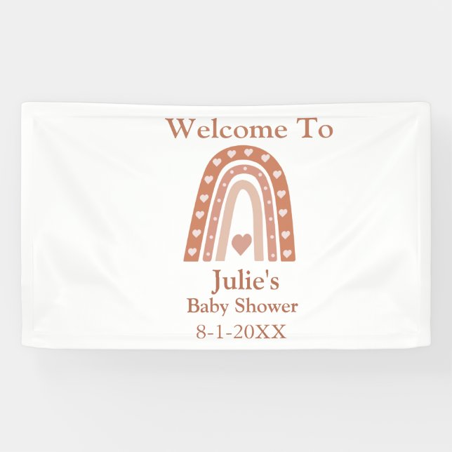 Banderoles Terracotta Boho Rainbow Baby shower Bienvenue (Horizontal)
