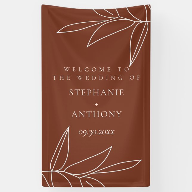 Banderoles Terracotta et Ruscus Greenery Mariage de bienvenue (Vertical)