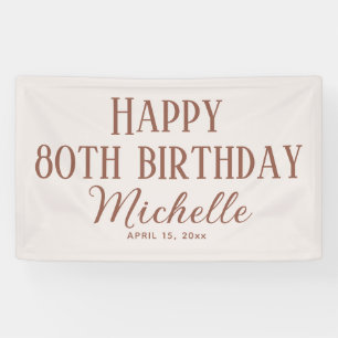 Banderoles Terracotta rose Joyeux 80e anniversaire