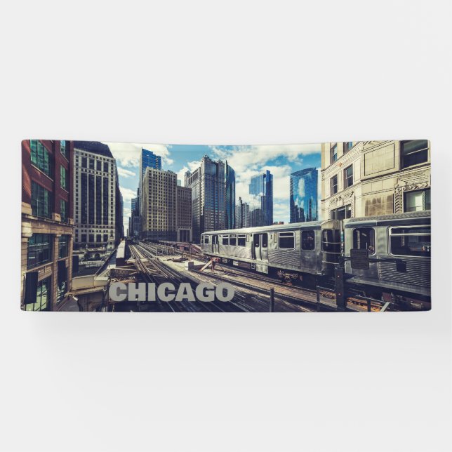 Banderoles Texte personnalisé Chicago USA (Horizontal)