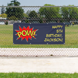 Banderoles Texte personnalisé "POW" Superhero Comic Book Modè