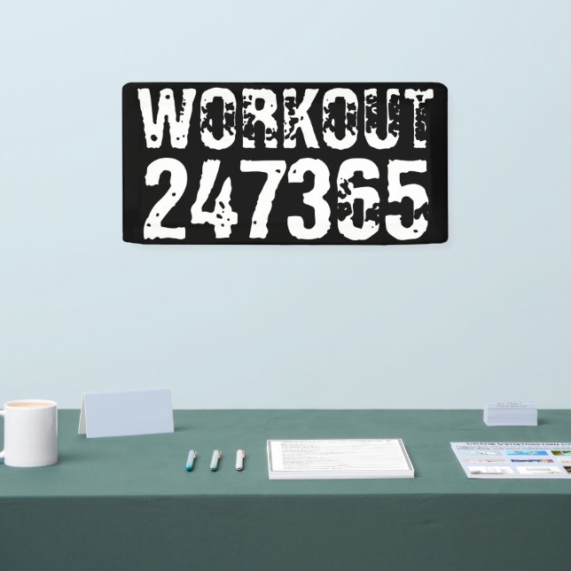 Banderoles Texte usé et rayé Workout 247365 blanc (Salon professionnel)