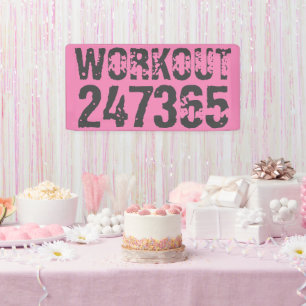 Banderoles Texte usé et rayé Workout 247365 rose