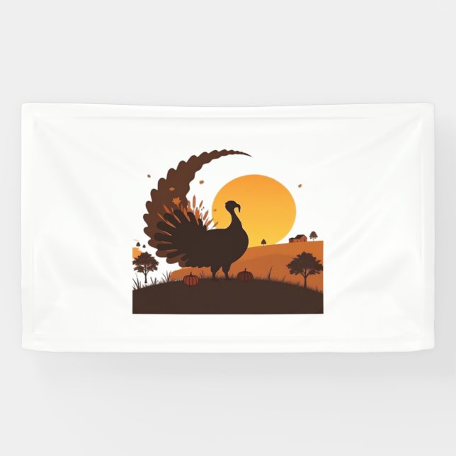 Banderoles Thanksgiving Turquie Silhouette - Sunset Harvest S (Horizontal)