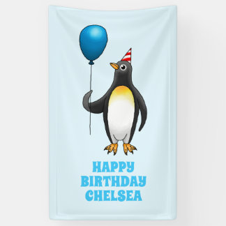 Banderoles The penguin with the blue balloon