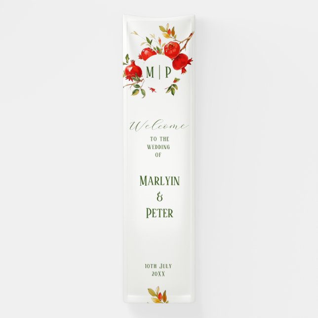 Banderoles Thème aquarelle Grenades Couleurs vives (Verticale)