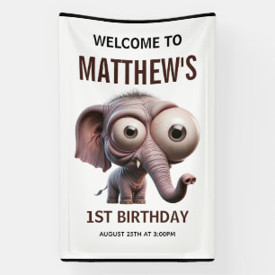 Banderoles Thème de ferme éléphant mignon fou 1er anniversair