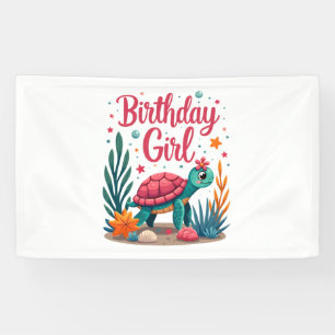 Banderoles Thème de fête d'anniversaire Tortue de mer Fille d