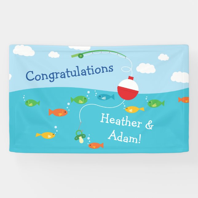 Banderoles Thème de poisson Baby shower de pêche pour pêcheur (Horizontal)