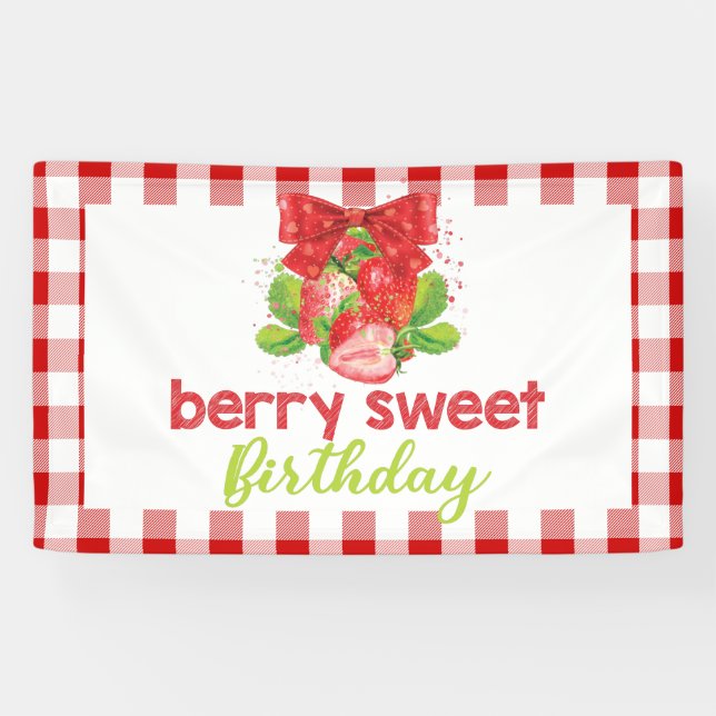 Banderoles Thème fraise Anniversaire (Horizontal)