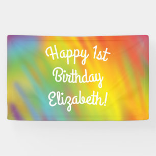 Banderoles Tie Dye Arc-en-ciel Fête d'anniversaire Enfants mi
