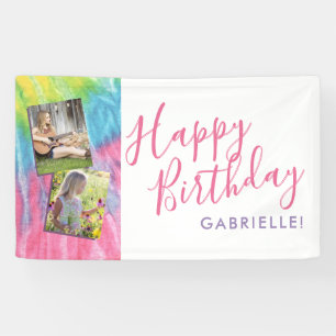 Banderoles Tie Dye Moderne Hippy Joyeux Anniversaire Photo