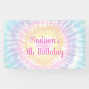 Banderoles Tie Dye Pastel Rainbow Boho Hippie Anniversaire