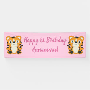 Banderoles Tiger Anniversaire Pink