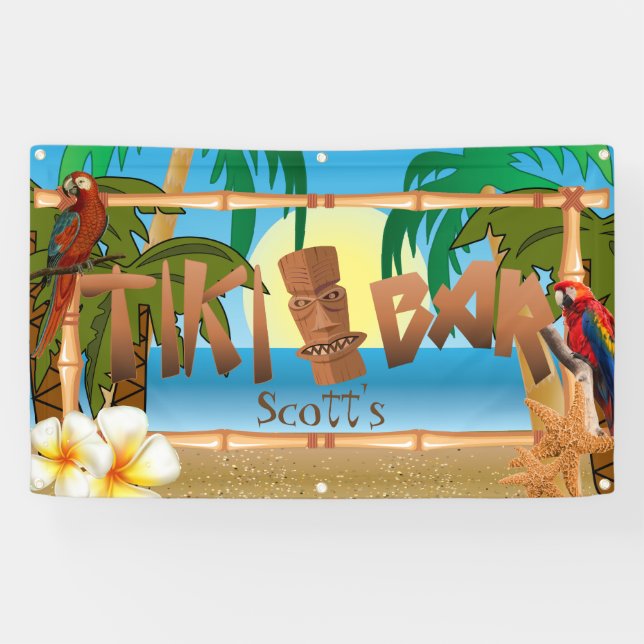 Banderoles Tiki Bar au Paradis (Horizontal)