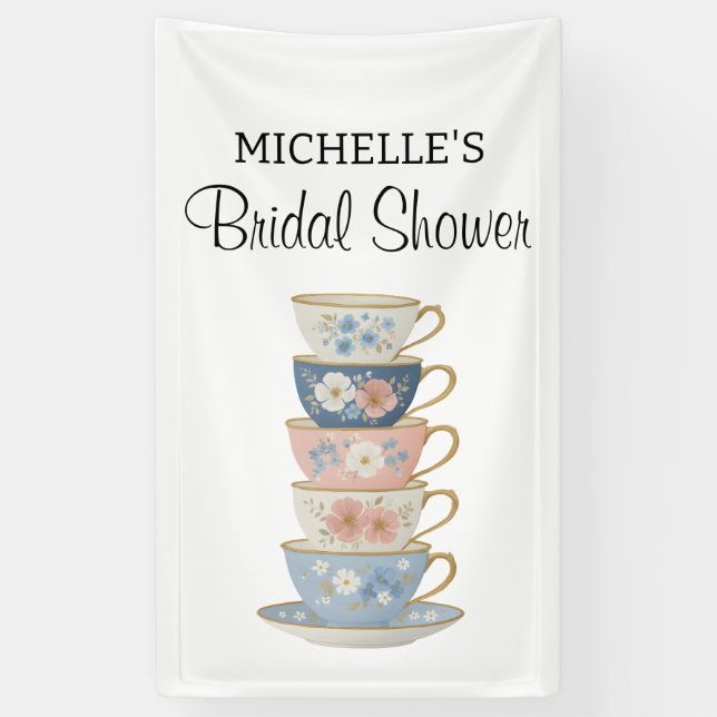 Banderoles Time for Tea Bridal Shower Banner (Vertical)