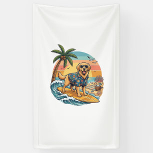 Banderoles Tireur d'or Chien Surfant Planche de Surf Coucher