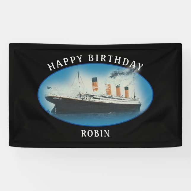Banderoles Titanic Birthday Black RMS White Star Line Ship (Horizontal)