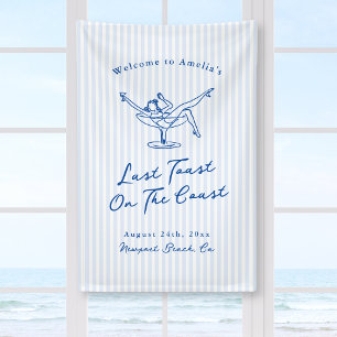 Banderoles Toast Dernier bleu à main blanche tiré sur la côte