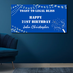 Banderoles Toast to Legal Bliss Elegant Blue 21e anniversaire