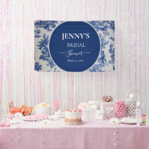 Banderoles Toile de Jouy bleue et blanche Fête de mariage