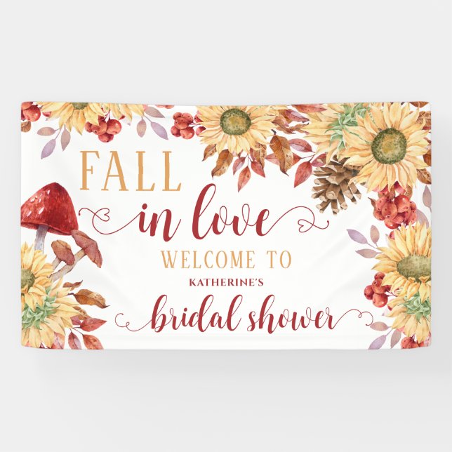 Banderoles Tombez Amoureux de la Fête de Mariage Florale Rust (Horizontal)