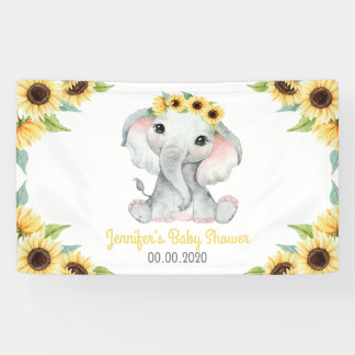 Banderoles Tournesol Eléphant Girl Banner pour le Baby shower