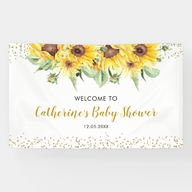 Banderoles Tournesol est sur le chemin Baby shower Grande ban (Horizontal)