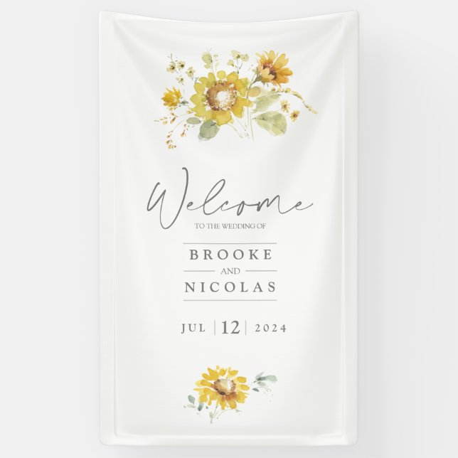 Banderoles Tournesol Jaune Russe Mariage (Vertical)