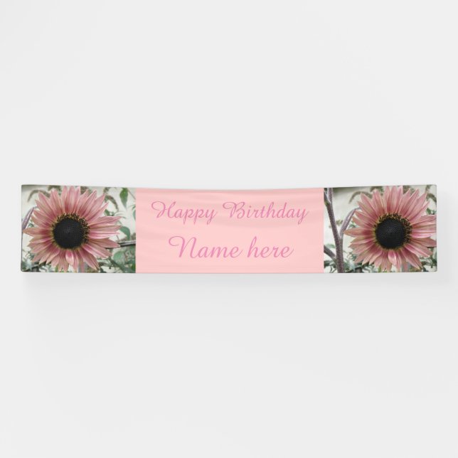 Banderoles Tournesol rose pâle Personnalisé Anniversaire (Horizontal)