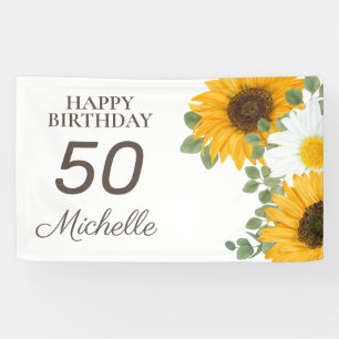 Banderoles Tournesols Marguerites Joyeux 50e Anniversaire Tou