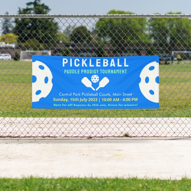 Banderoles Tournoi classique Pickleball Pro Cour Bleue (En situation)