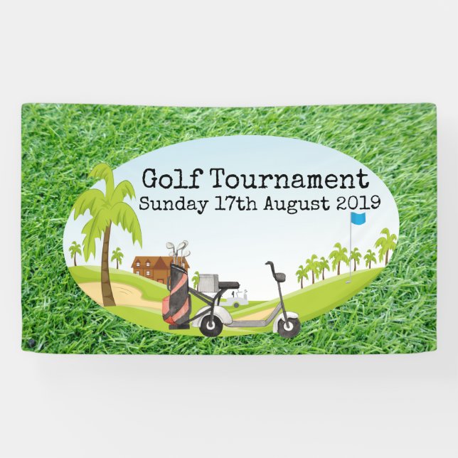 Banderoles Tournoi de golf avec terrain de golf herbe verte   (Horizontal)