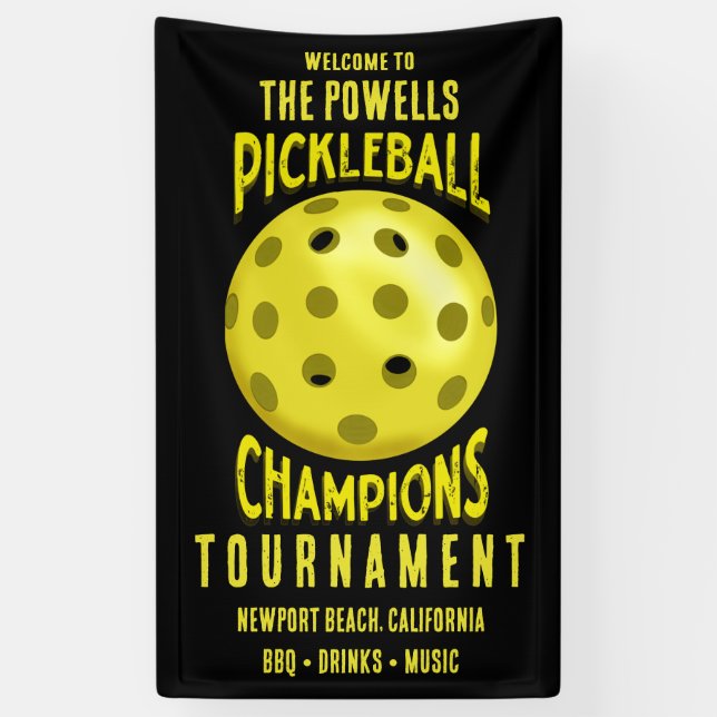 Banderoles Tournoi de Pickleball Jaune (Vertical)