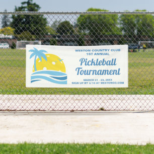 Banderoles Tournoi de Pickleball Tropical Palm Tree Sun Beach