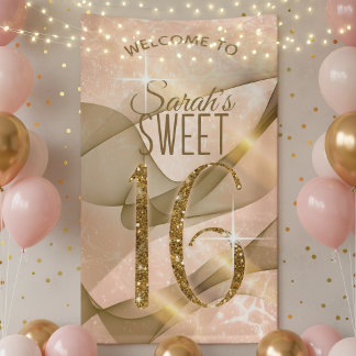 Banderoles Tours étincelants Sweet Sixteen Rose Gold ID652
