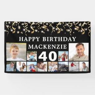 Banderoles Tous Anniversaire 12 Photo Black Gold Confetti Lum