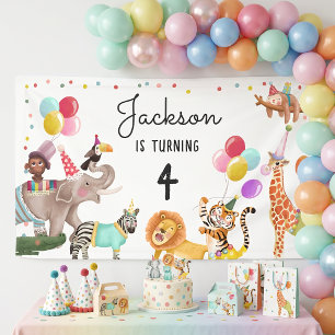 Banderoles Tous les animaux de fête sont invités Safari Anniv