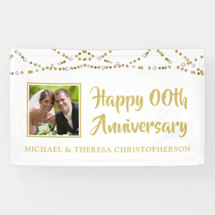 Banderoles Tous les ans Anniversaire Photo Gold String Lumièr