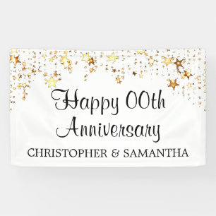 Banderoles Tout Anniversaire Gold Stars Photo Personnalisée